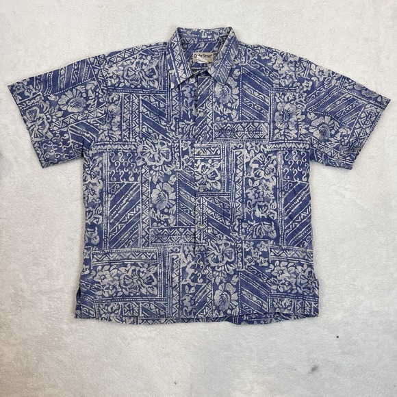 Cooke Street Other - Cooke Street Honolulu Mens SS Button Shirt Size XL Hibiscus Blue‎ Cream